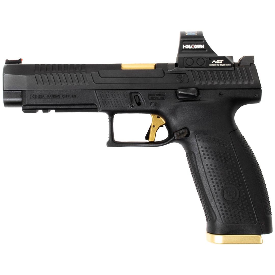 CZ P-10F + HS 507C X2, GOLD BARREL & TRIGGER, APEX EXT SLIDE & MAG RELEASE